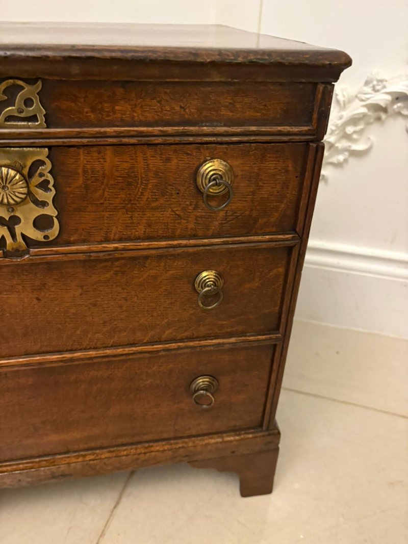 Antique Early 18th Century Quality Oak Box Coffer in the Form of a Miniature Chest